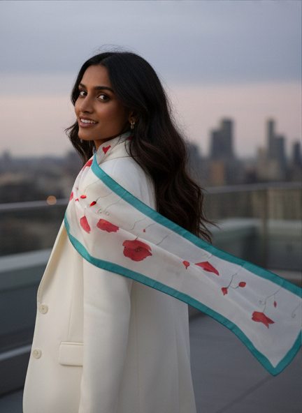 Poppy Garden Silk Shawl