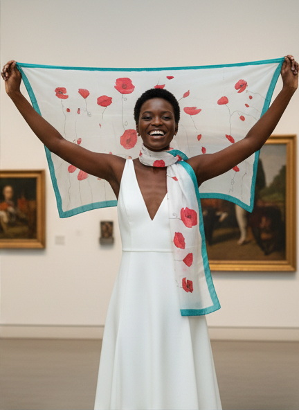 Poppy Garden Silk Shawl