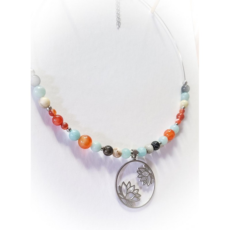 Collier déesse Harmonie en amazonite et cornaline