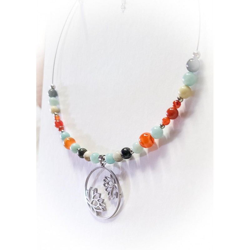 Collier déesse Harmonie en amazonite et cornaline