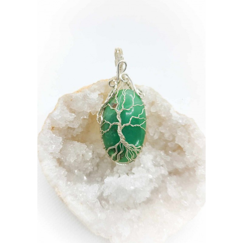 Pendentif arbre de vie en chrysoprase