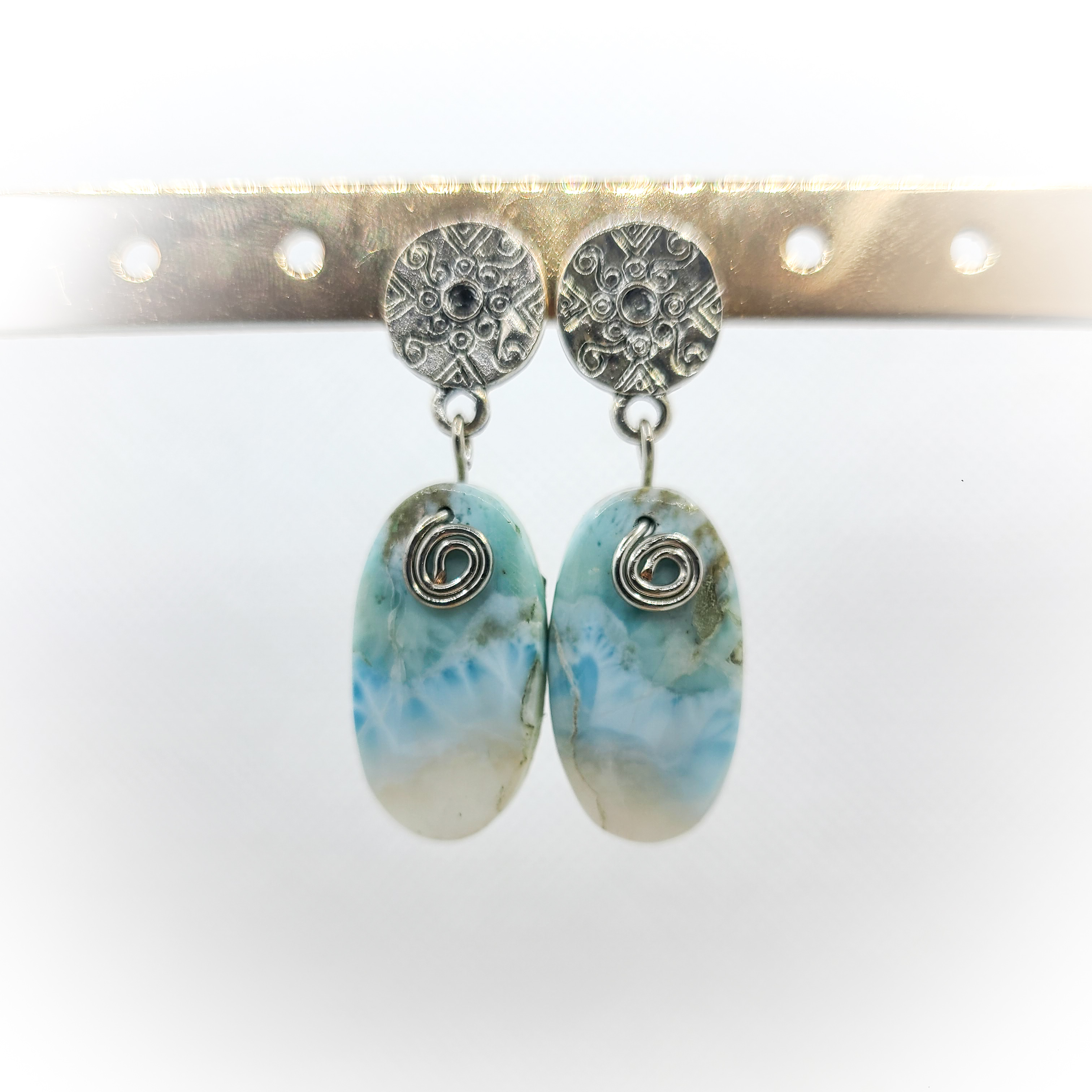 Boucles d'oreilles en Larimar