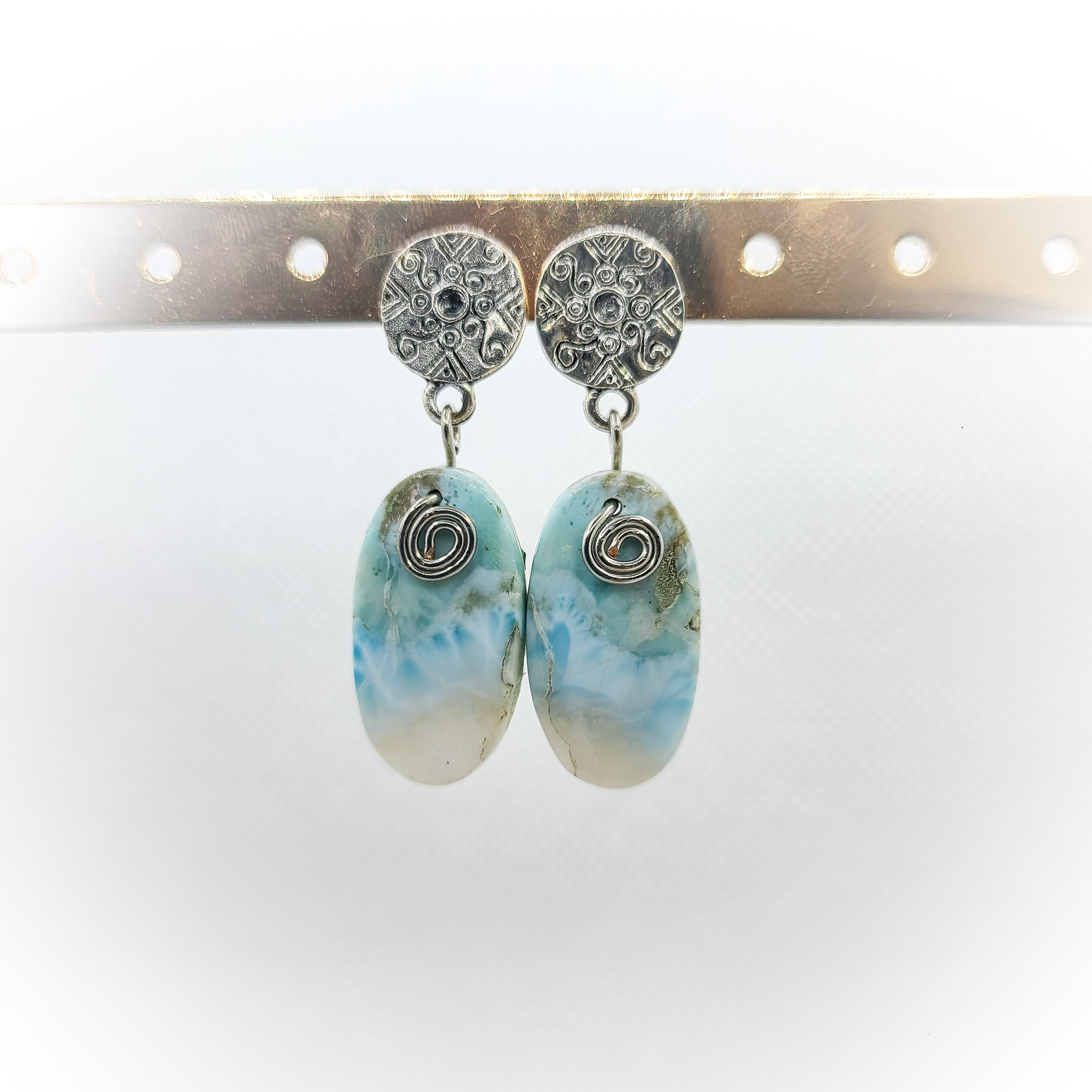 Boucles d'oreilles en Larimar