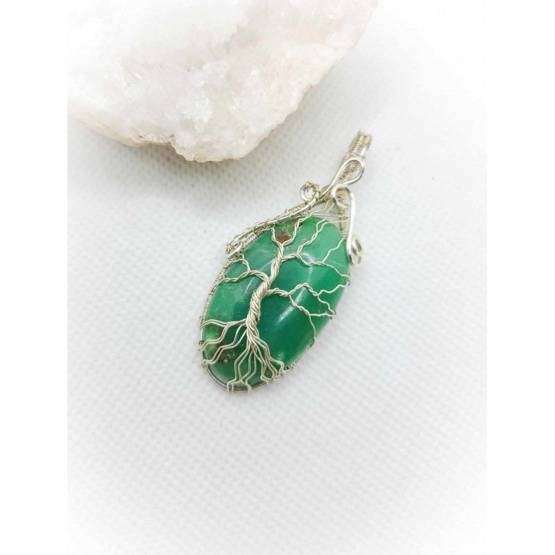 Pendentif arbre de vie en chrysoprase
