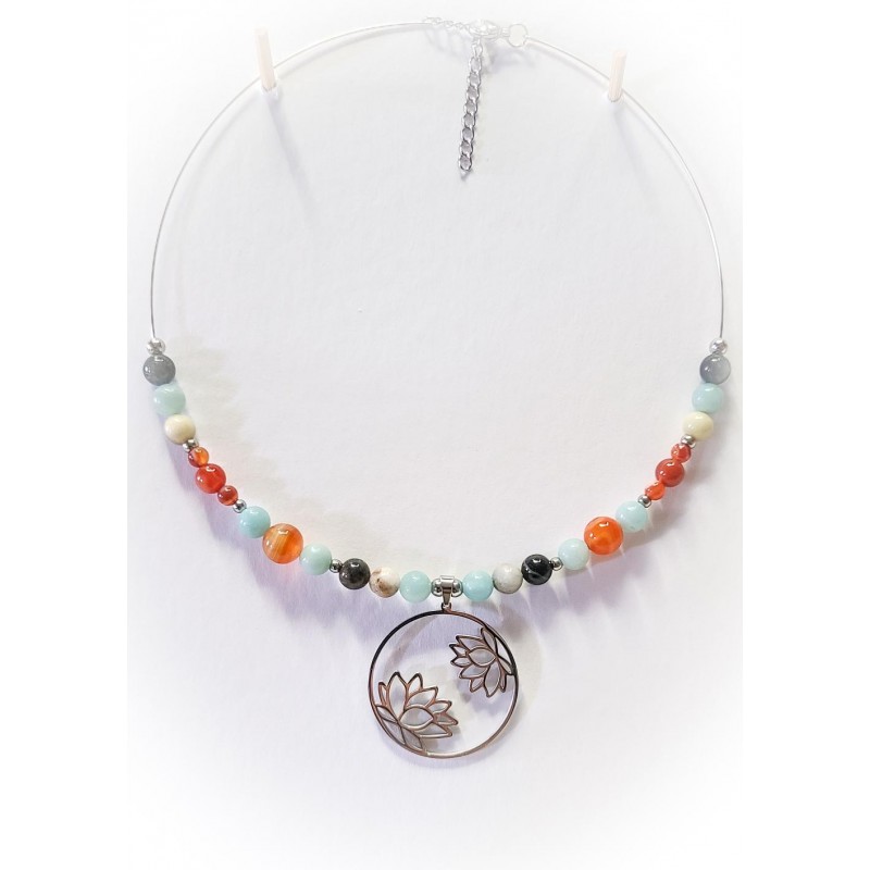 Collier déesse Harmonie en amazonite et cornaline