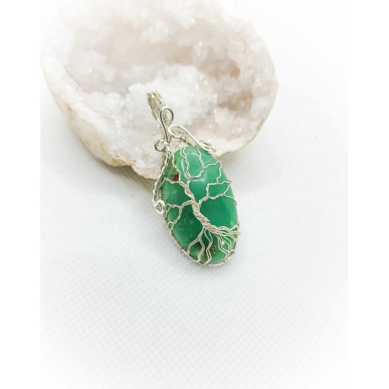 Pendentif arbre de vie en chrysoprase