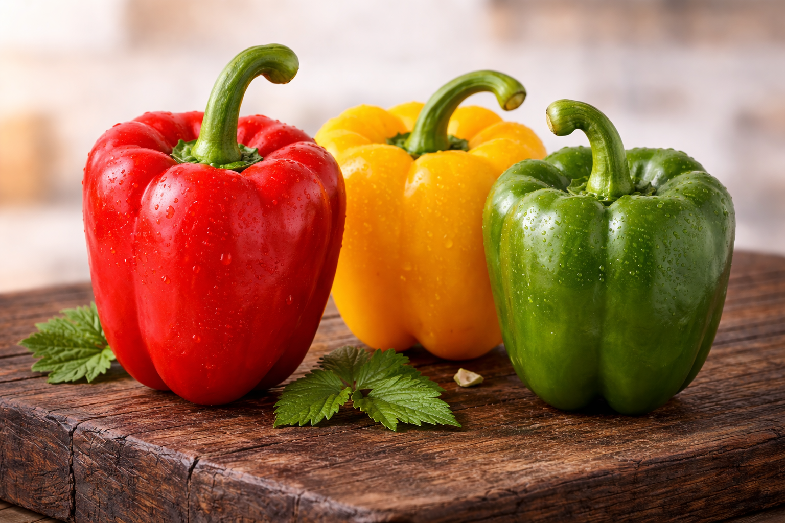 Pimientos frescos tricolor