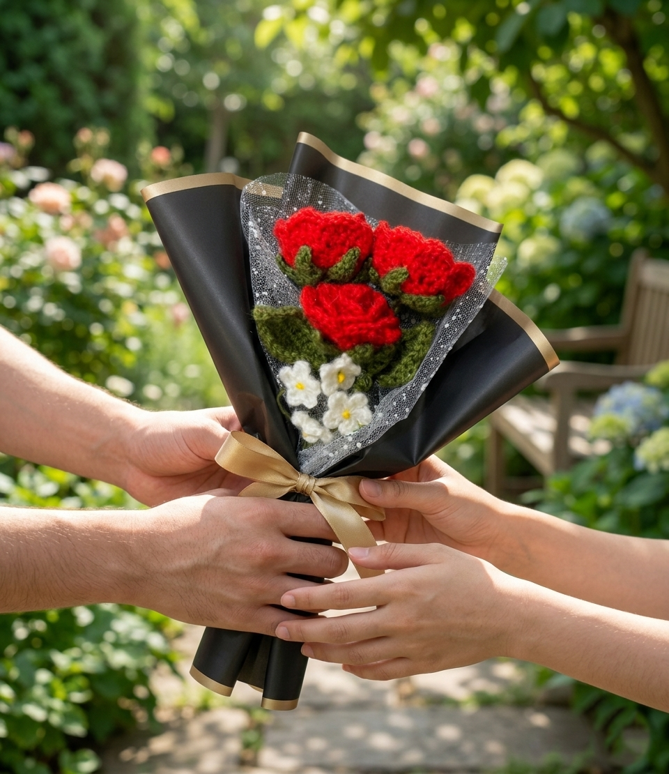 Crochet Rose Flower Bouquet