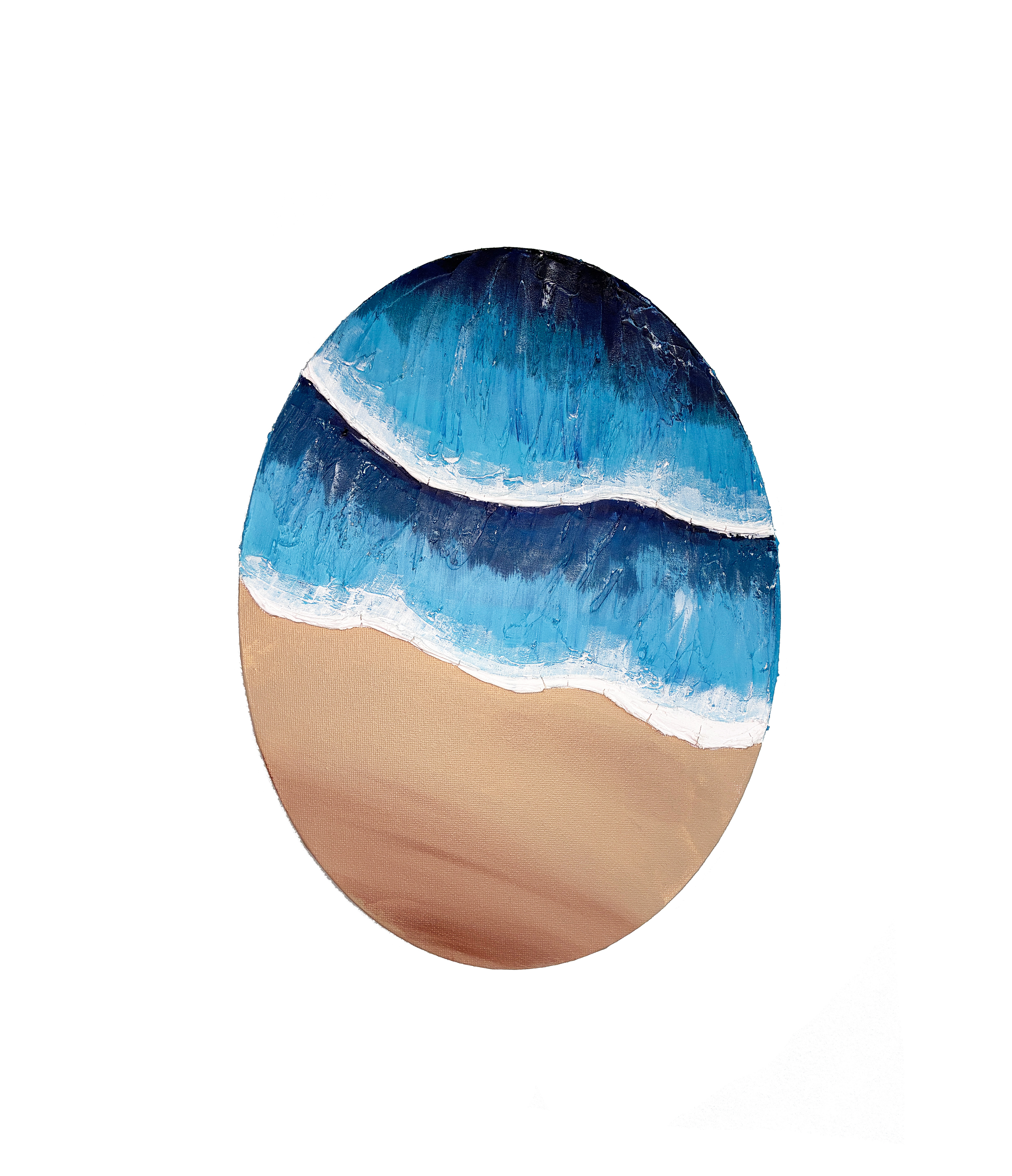 Textured Ocean Wave Oval Canvas
