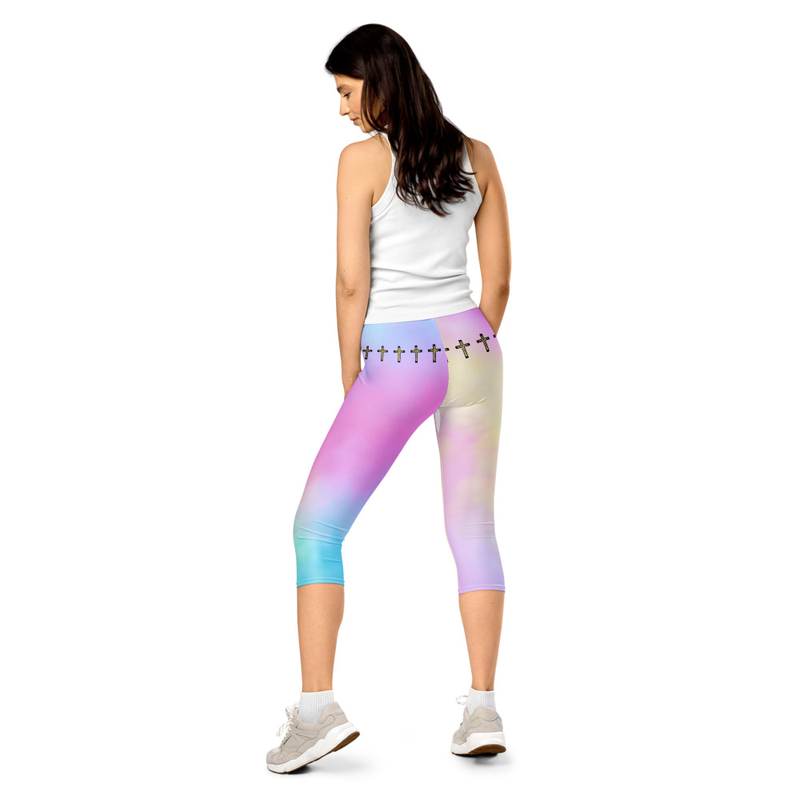 Believe John 3:16 Christian Tie-Dye Capri Leggings