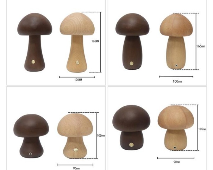 INS Wooden Cute Mushroom LED Night Light With Touch Switch  Bedside Table Lamp For Bedroom Childrens Room Sleeping Night Lamps Home Decor