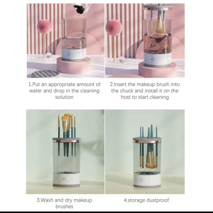 Women Eye Shadow Brush Cleaning Tool Portable Electric Makeup Brush Cleaner Machine With USB Charging Automatic Cosmetic Brush
