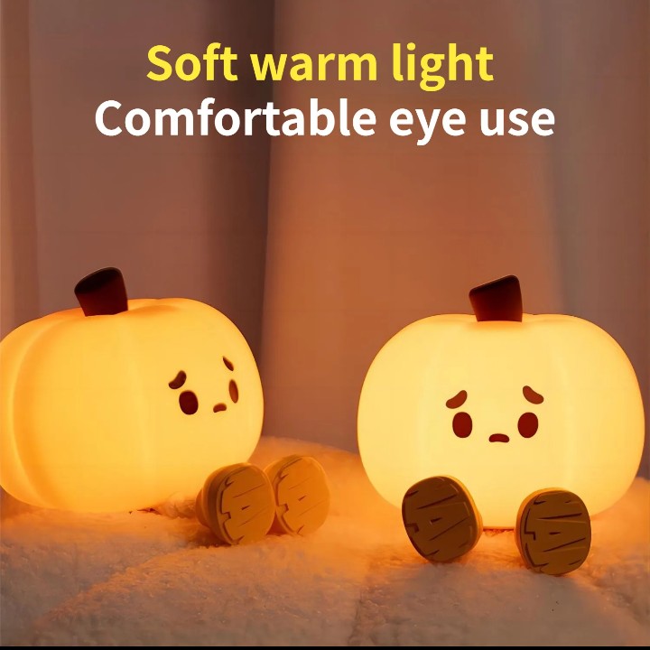 Home Decor Halloween Pumpkin Night Light Cute Soft Silicone Lamp Touch  Dimmable Rechargeable Bedside Decor Light Kids Gifts Halloween Decorations