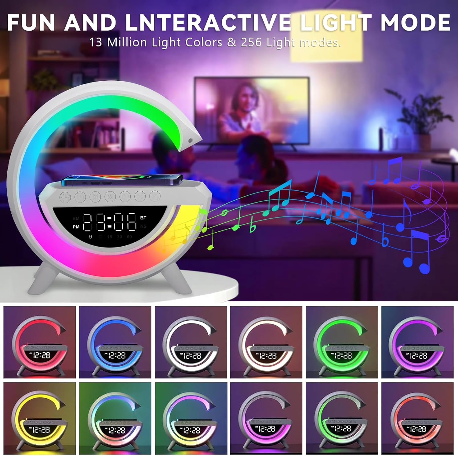 Altavoz Bluetooth con Luz LED y Cargador Inalámbrico