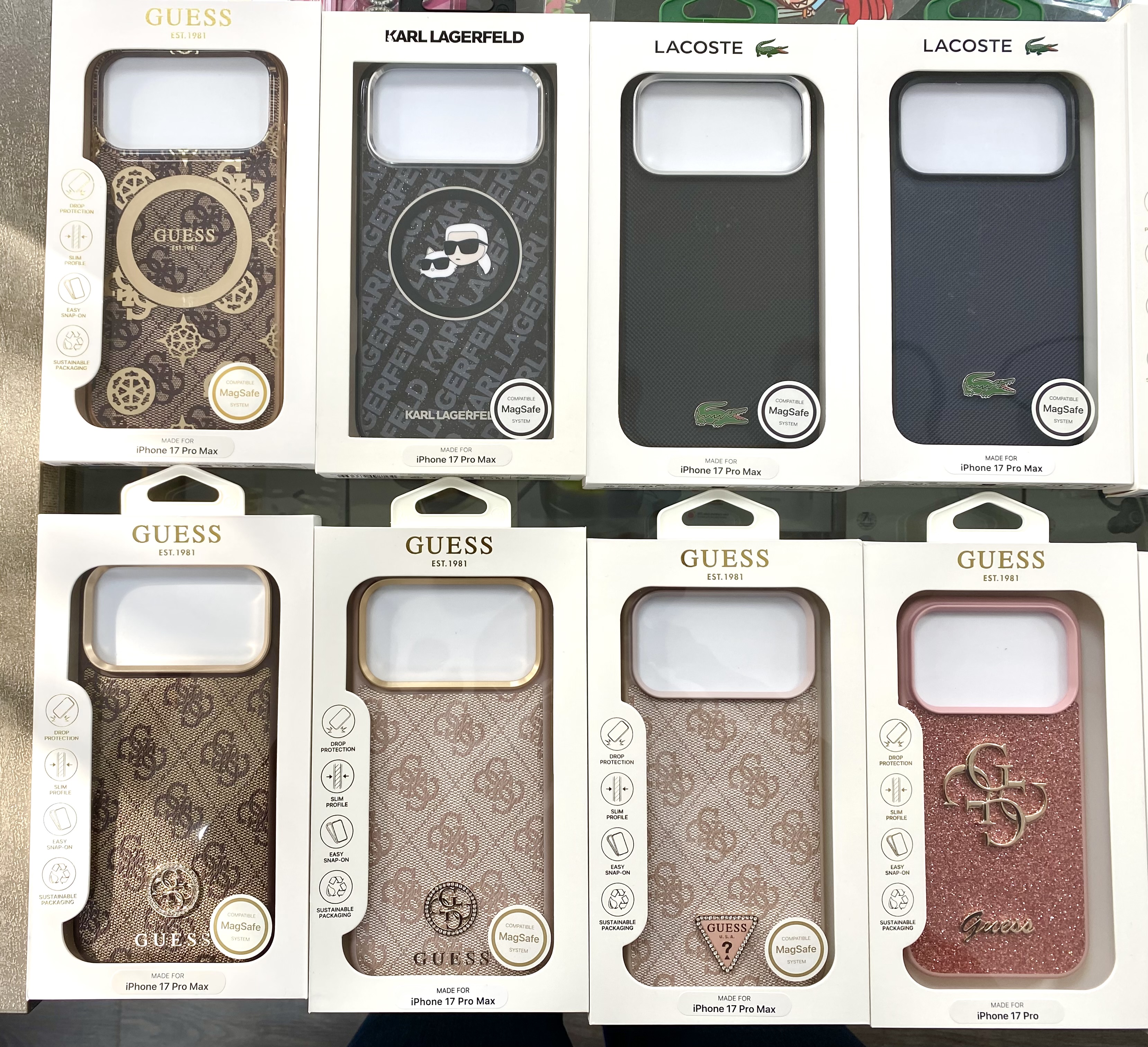 Fundas iPhone 17 Pro Max Guess, Lacoste, Karl Lagerfeld