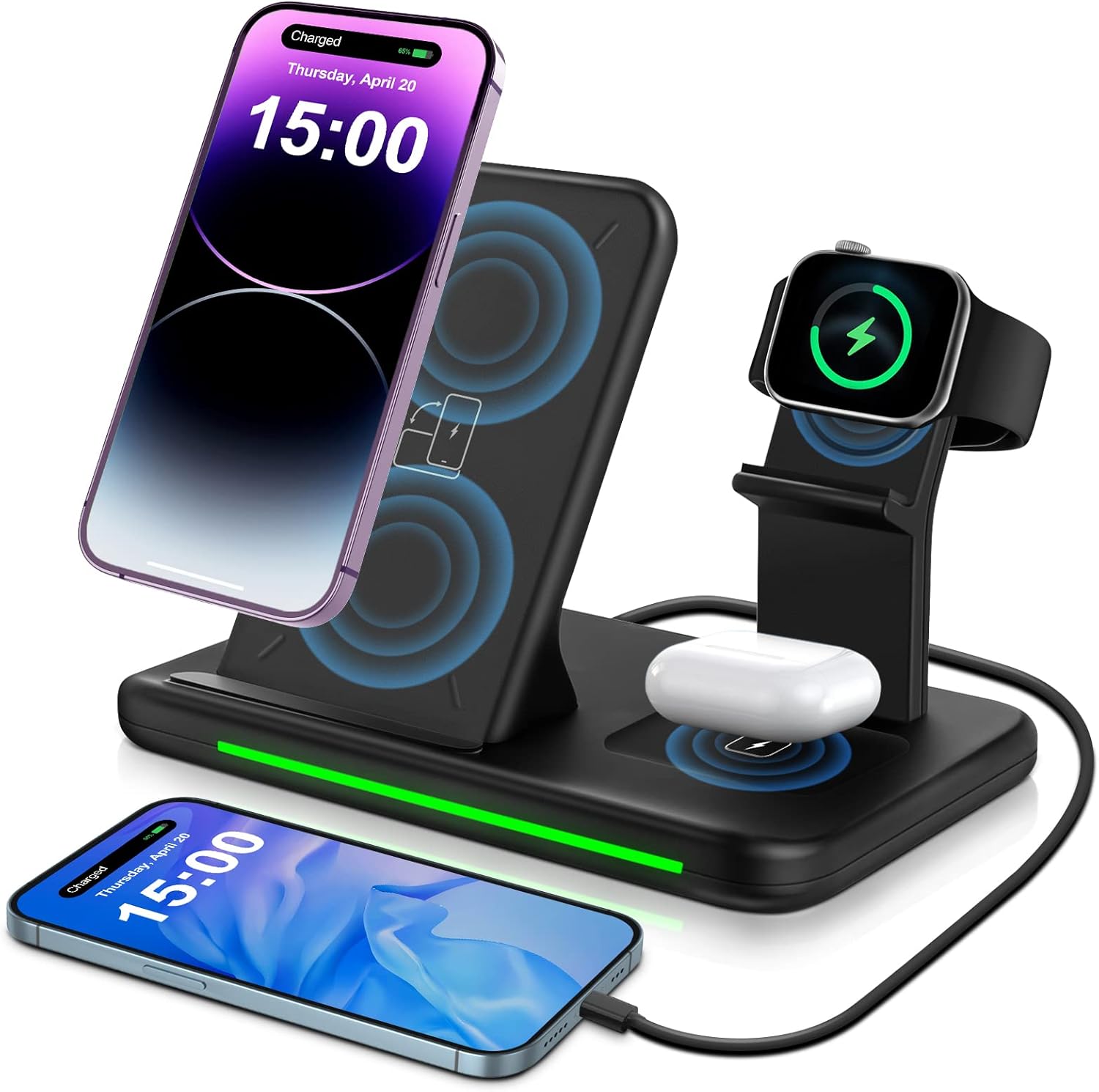 Estación de carga inalámbrica 3 en 1