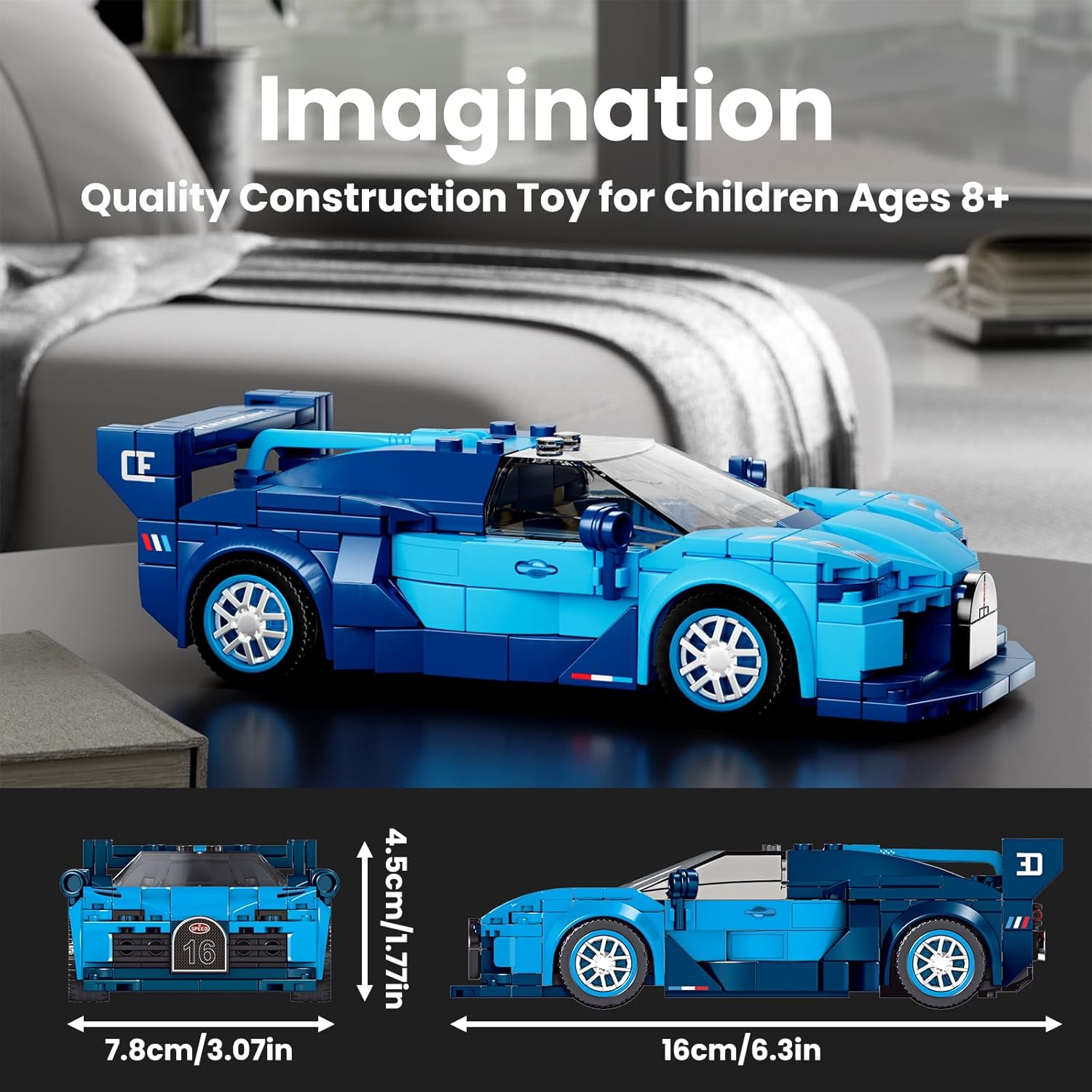 Kit Blocos Bugatti GT Azul – 375 Peças – Escala 1:18 – Mould King