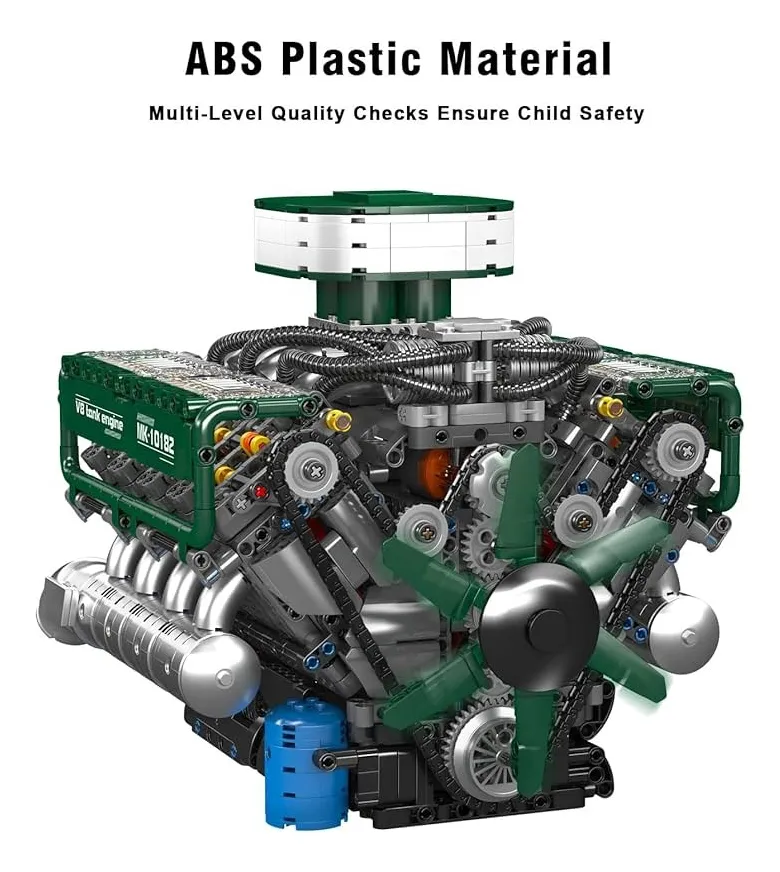 Blocos de Montar Motor V8 Tank Engine 10182 – Mold King 2250 Peças – Kit Dinâmico com Motor e Bateria
