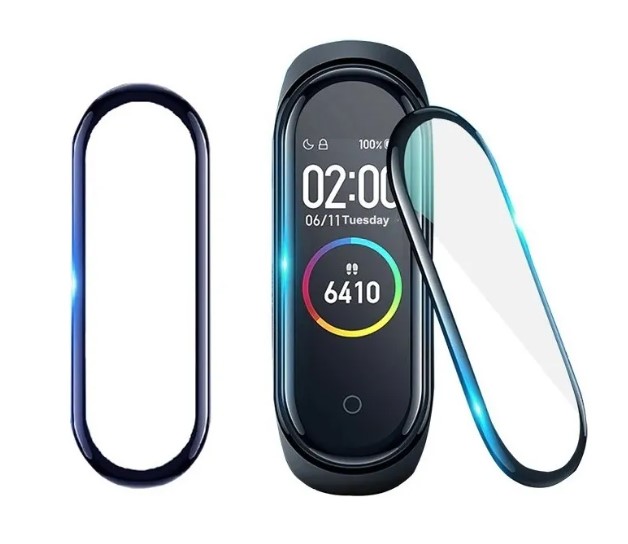 2 Películas P/ Xiaomi Mi Band 5 Com Borda 3d + Kit Aplicação