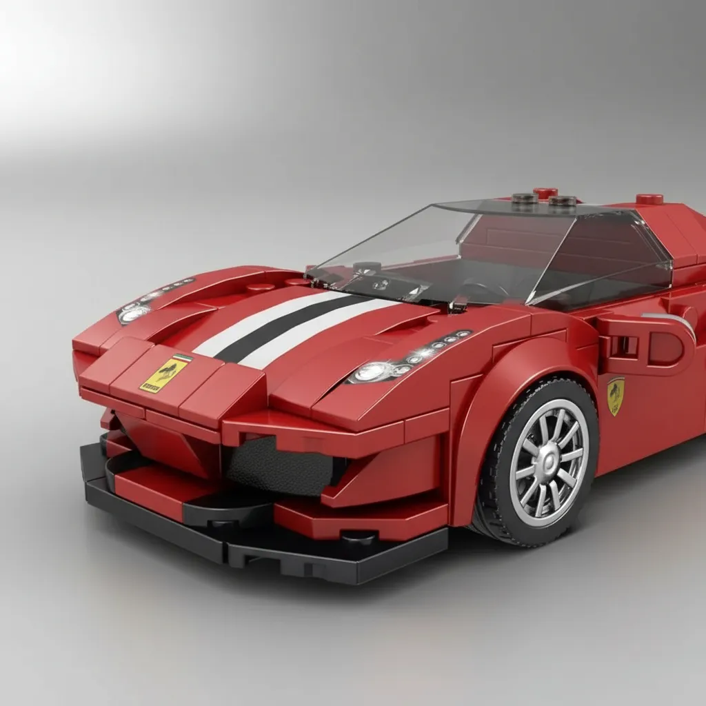 Kit Ferrari de Blocos Mould King – 364 Peças com Expositor: O Carro Ícone Esportivo Italiano em Miniatura para Montar