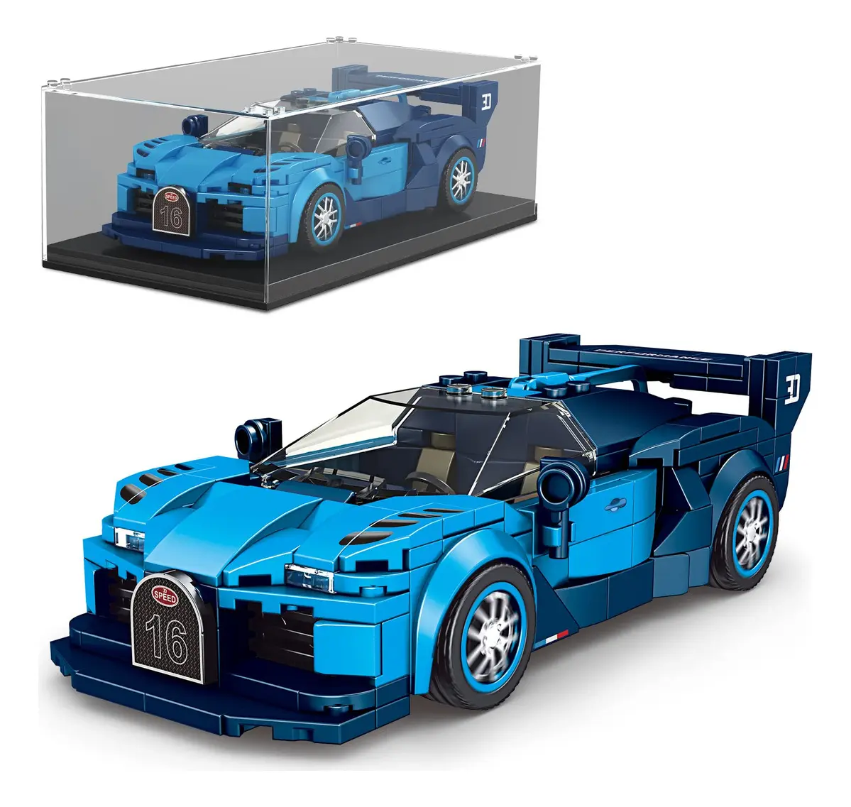 Kit Blocos Bugatti GT Azul – 375 Peças – Escala 1:18 – Mould King