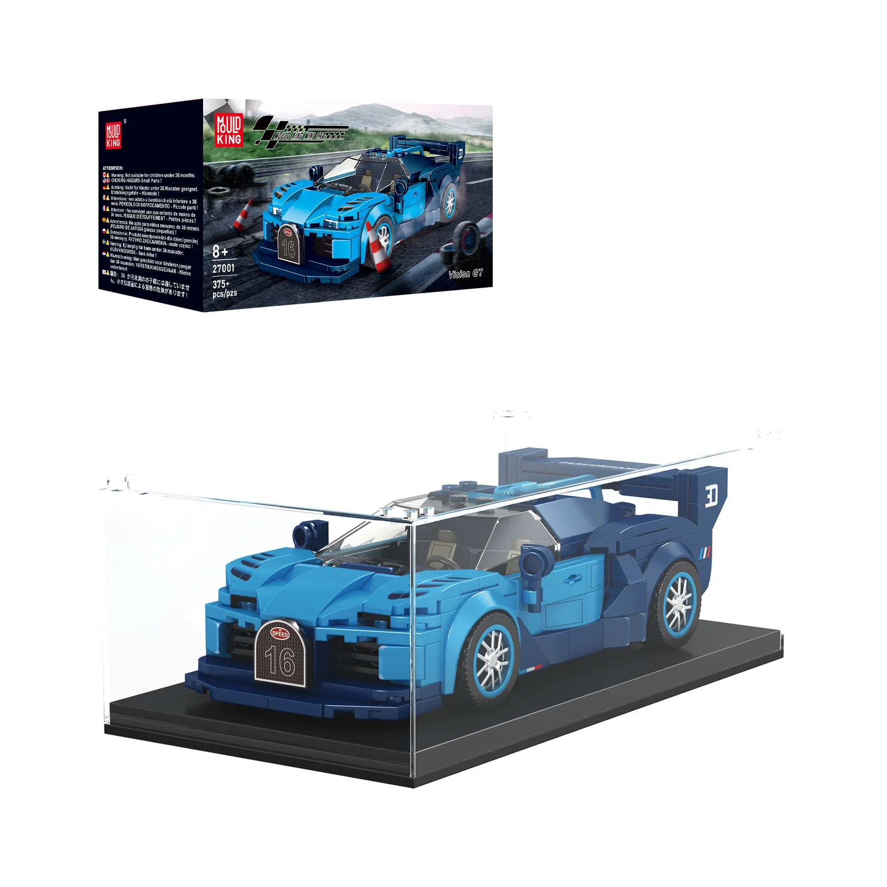Kit Blocos Bugatti GT Azul – 375 Peças – Escala 1:18 – Mould King