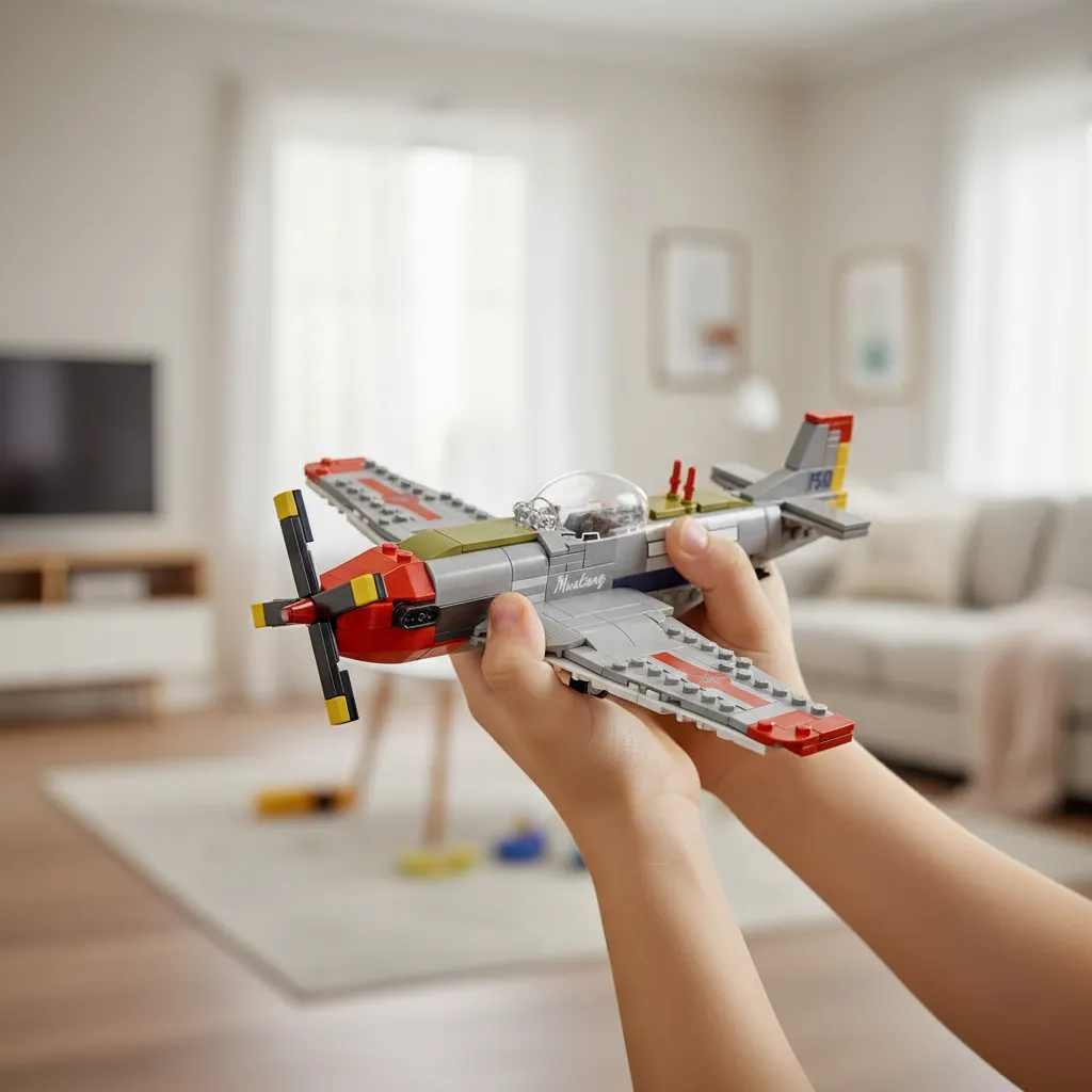 Kit Avião de Montar Blocos Caça Mustang P-51D - 396 Peças Série Technic Modelo 24068