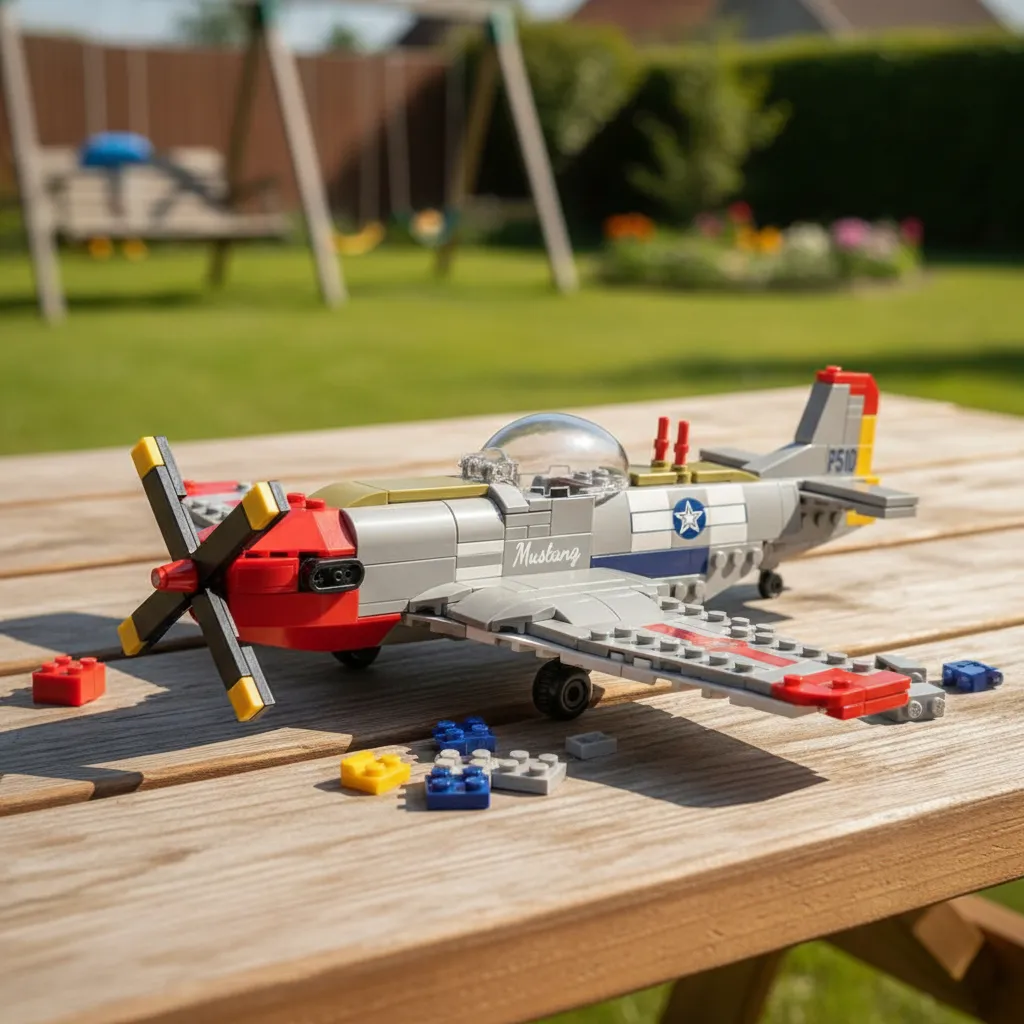 Kit Avião de Montar Blocos Caça Mustang P-51D - 396 Peças Série Technic Modelo 24068