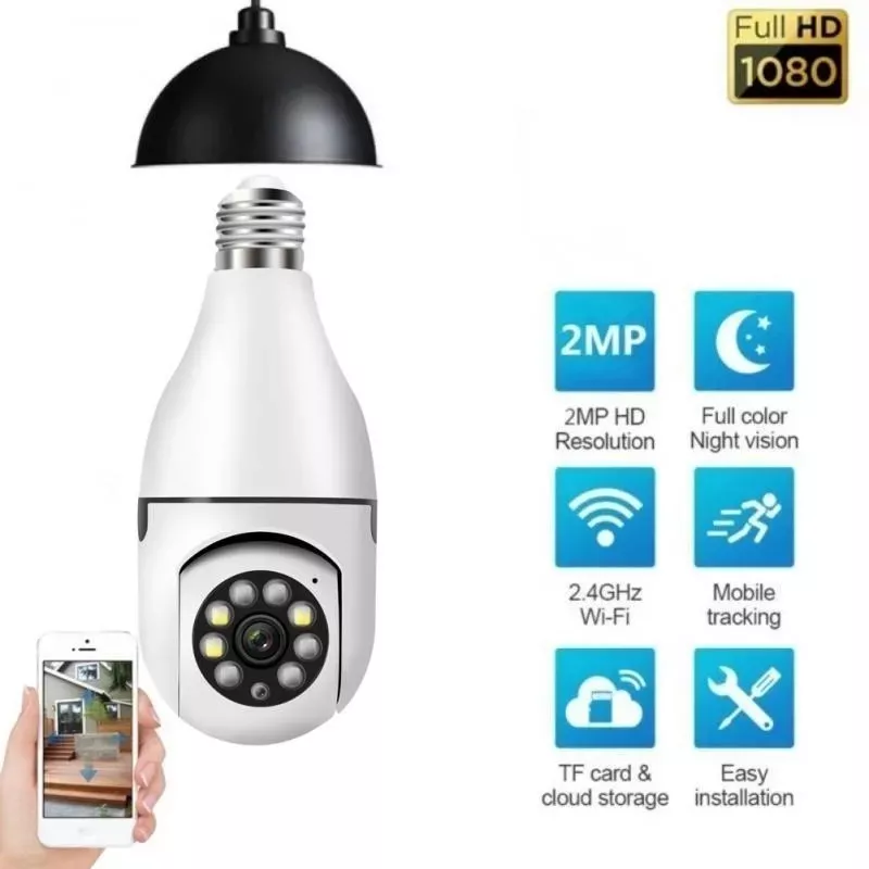 Câmera de Segurança Lâmpada Jortan Motorizada Full HD 360°