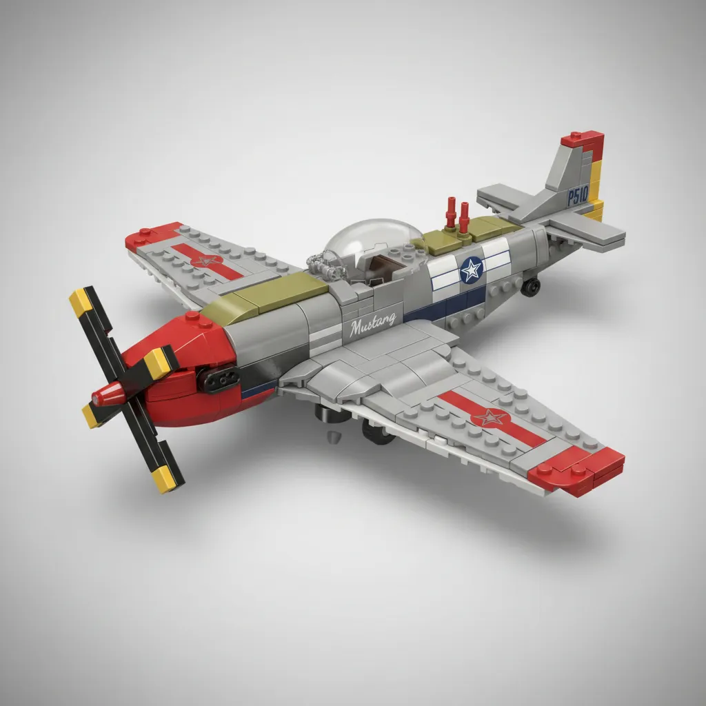 Kit Avião de Montar Blocos Caça Mustang P-51D - 396 Peças Série Technic Modelo 24068