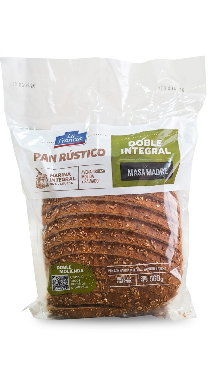 Pan Rústico Doble Integral con Masa Madre 