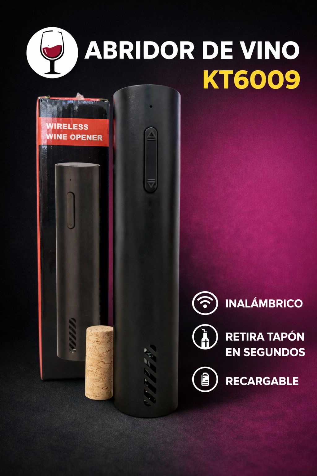 ABRIDOR DE VINO INALÁMBRICO 