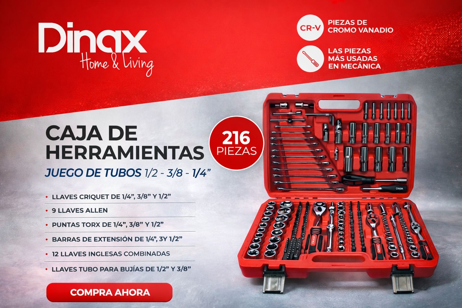 CAJA DE HERRAMIENTAS 216 piezas 