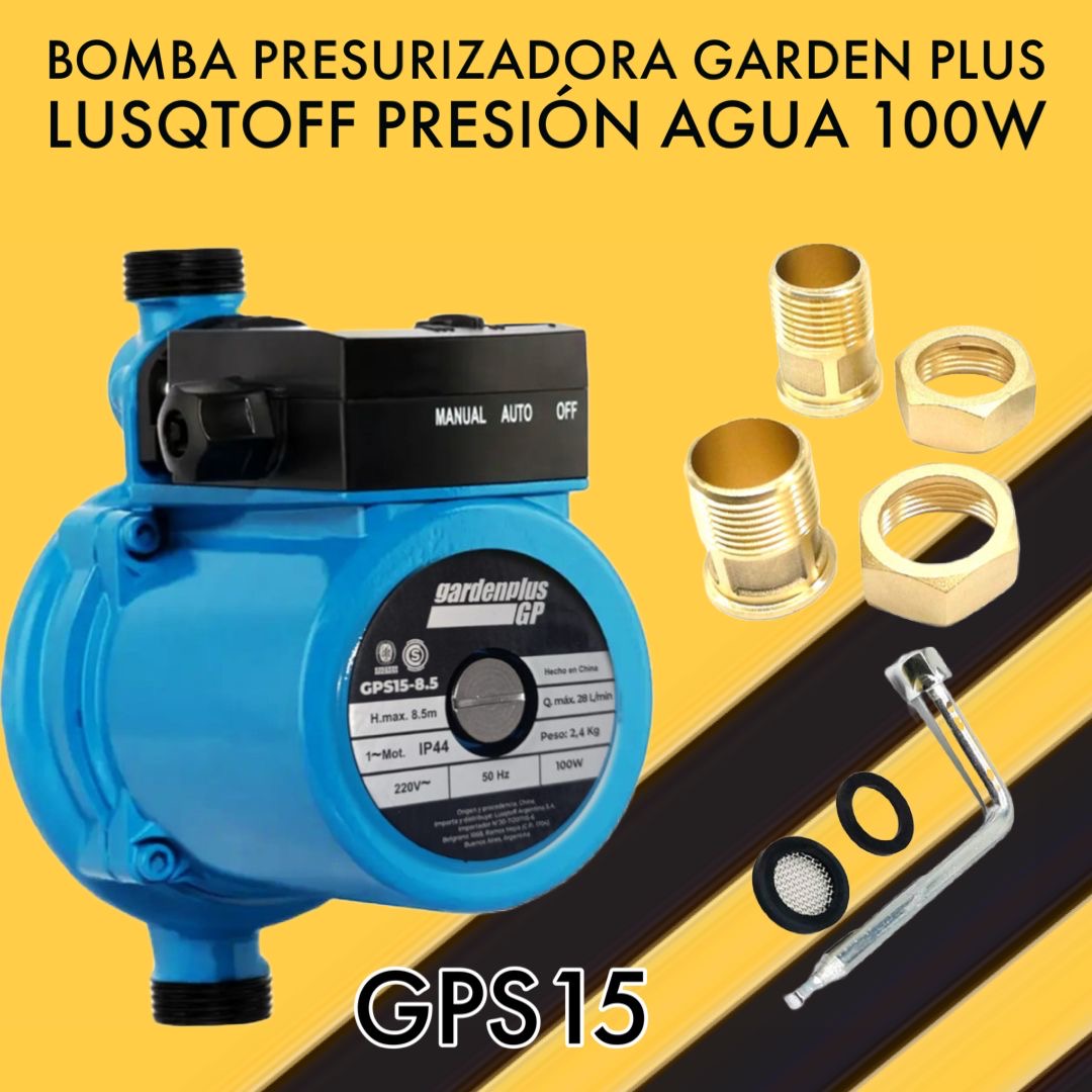 BOMBA PRESURIZADORA GARDEN PLUS LUSQTOFF PRESION AGUA 100w