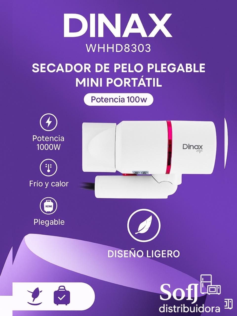 SECADOR DE PELO PLEGABLE MINI PORTATIL