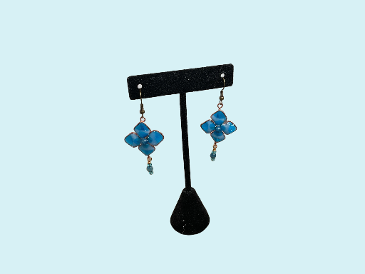 Blue Flower Dangle Earrings