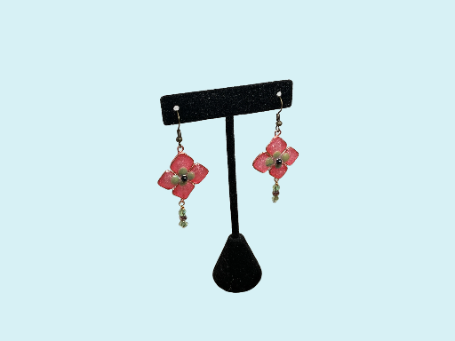 Pink Flower Dangle Earrings