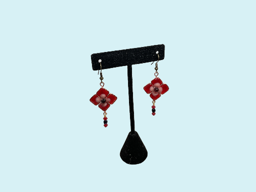 Red Floral Drop Earrings