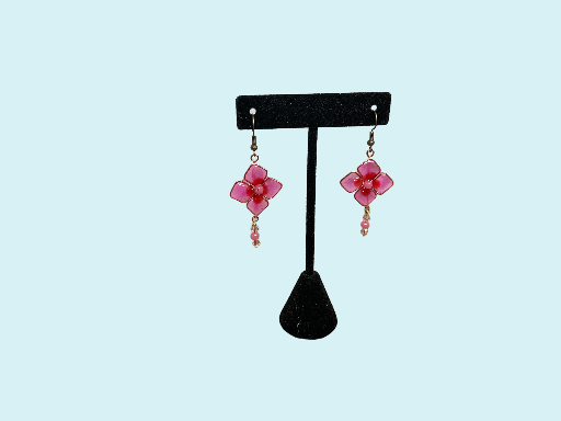 Pink Floral Dangle Earrings