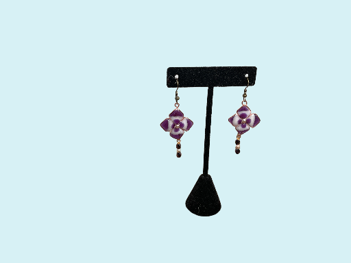 Purple Floral Drop Earrings
