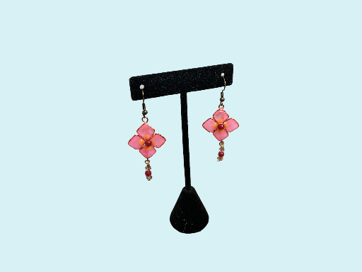 Pink Flower Drop Earrings