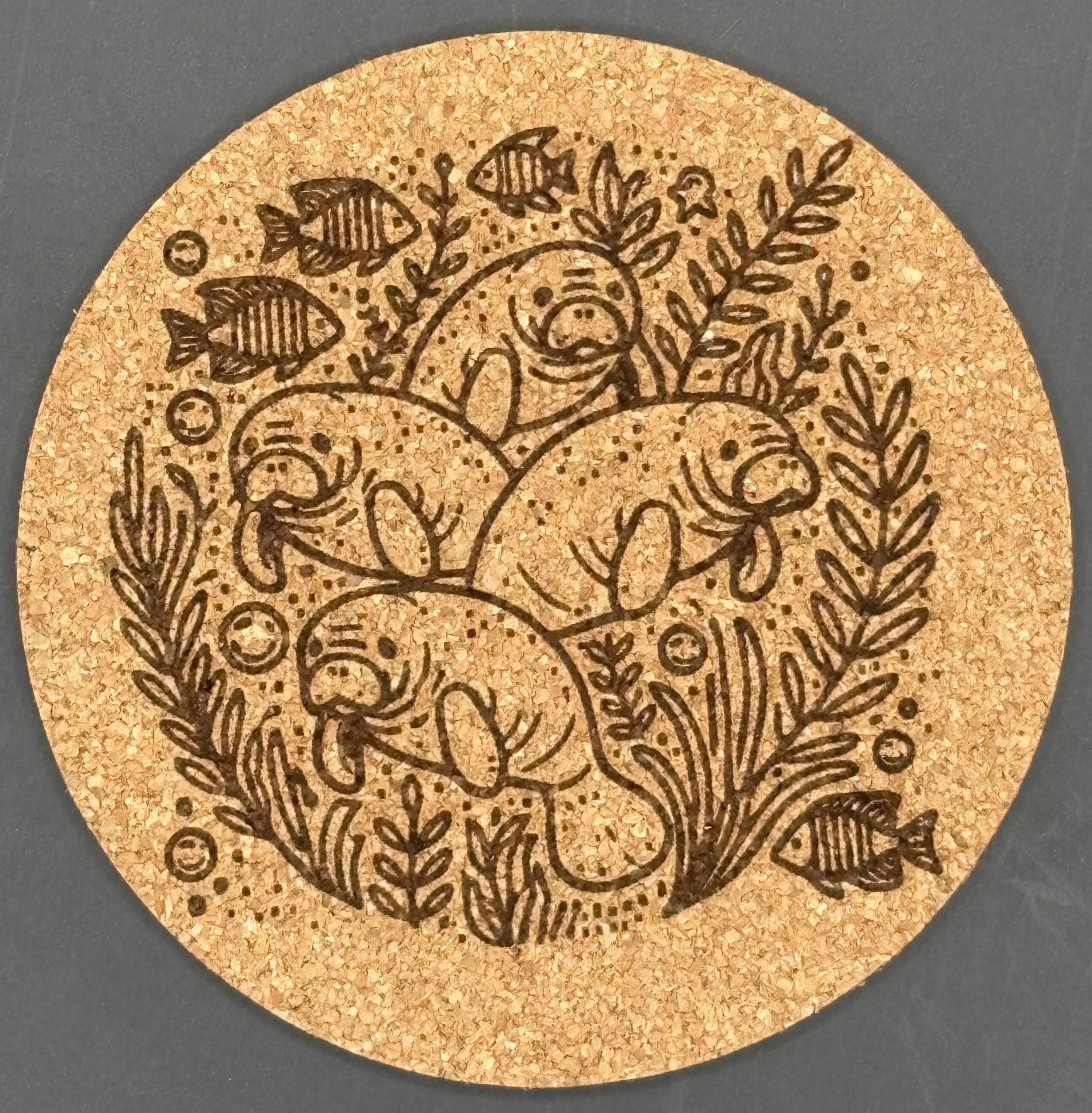 Seaside series - Manatee Coasters (Cork, set of 4)