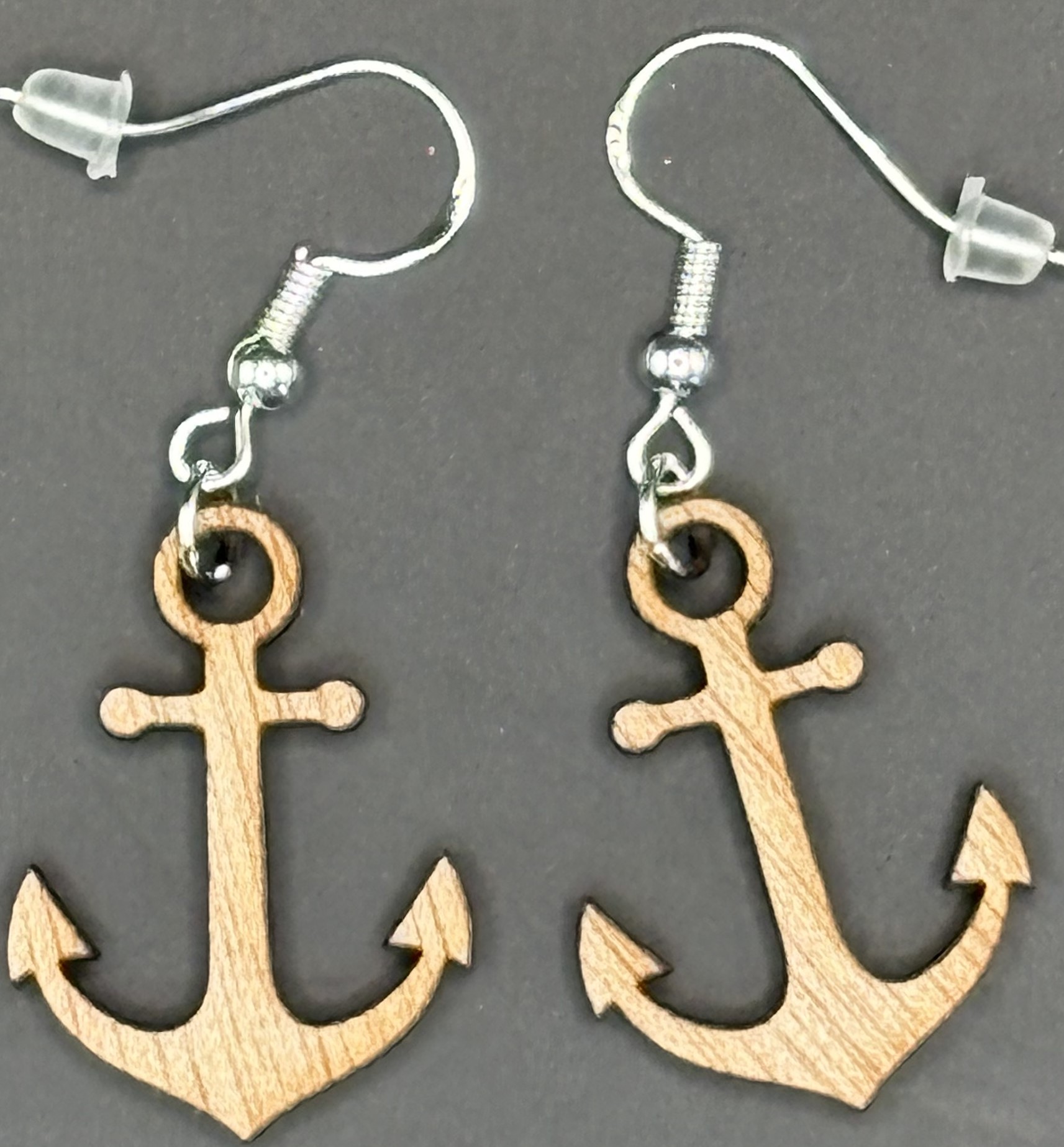 Seaside series - Wooden Anchor Earrings