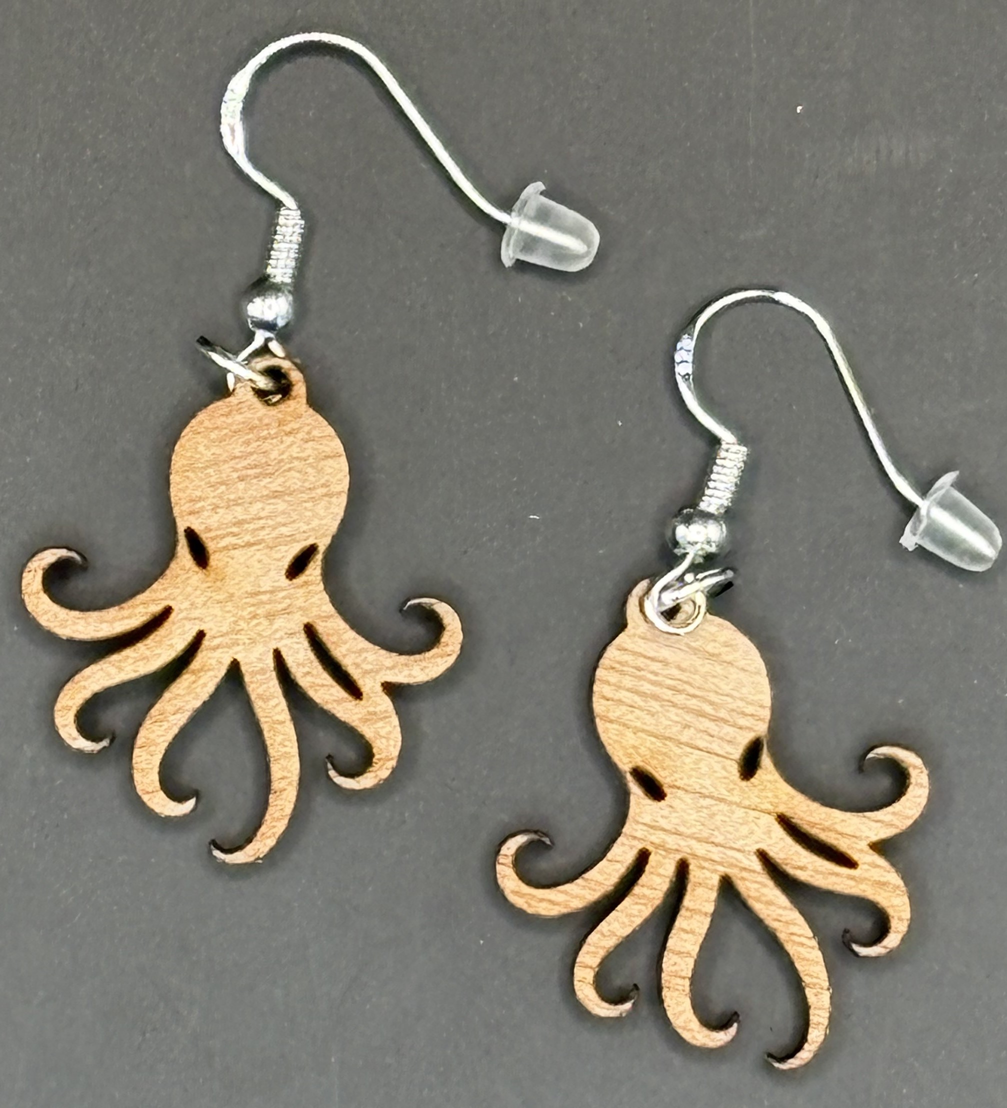 Seaside series - Wooden Octopus Earrings