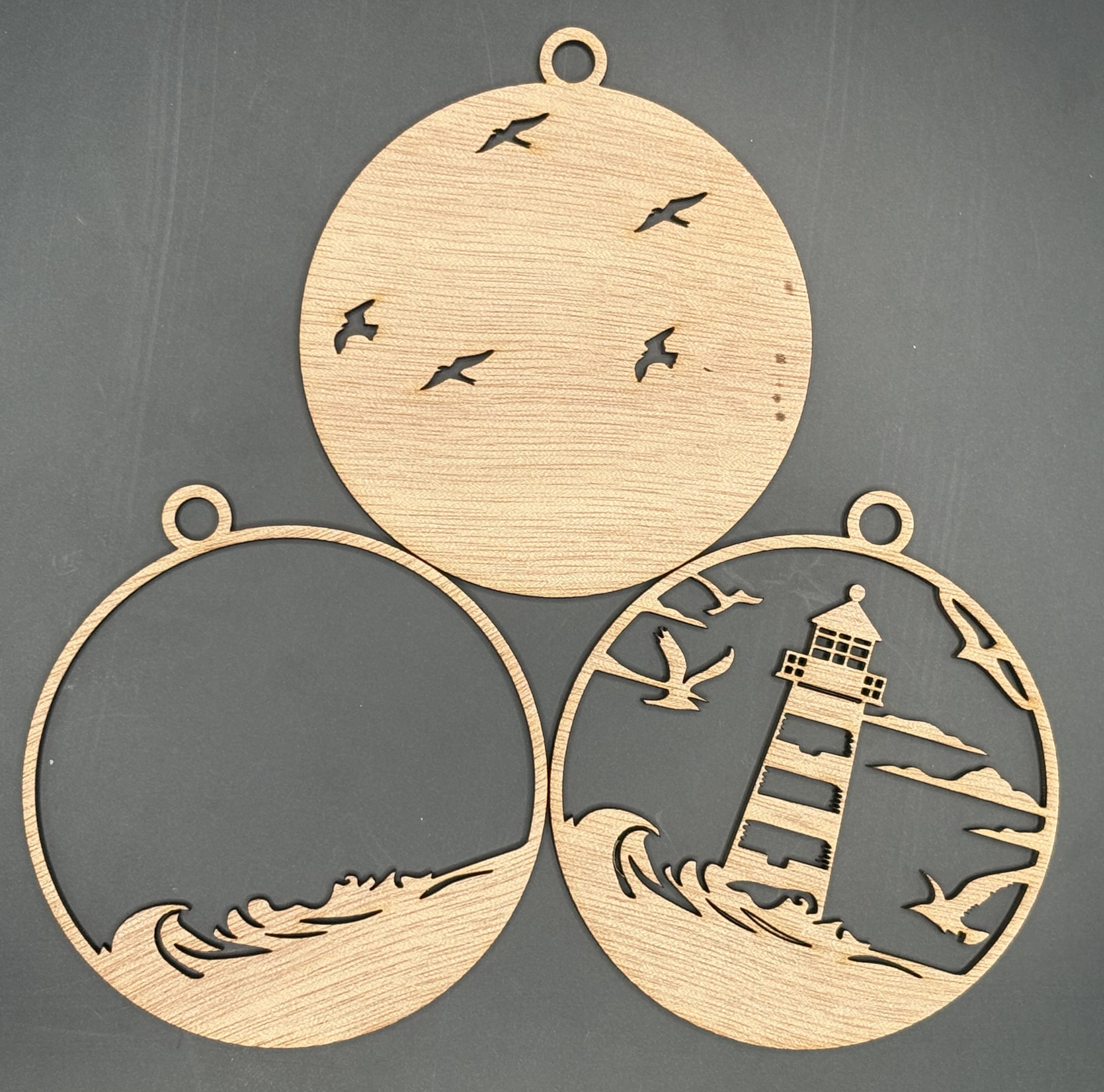 Seaside series - Lighthouse Ornament (3D, 3-piece laser cut wood)