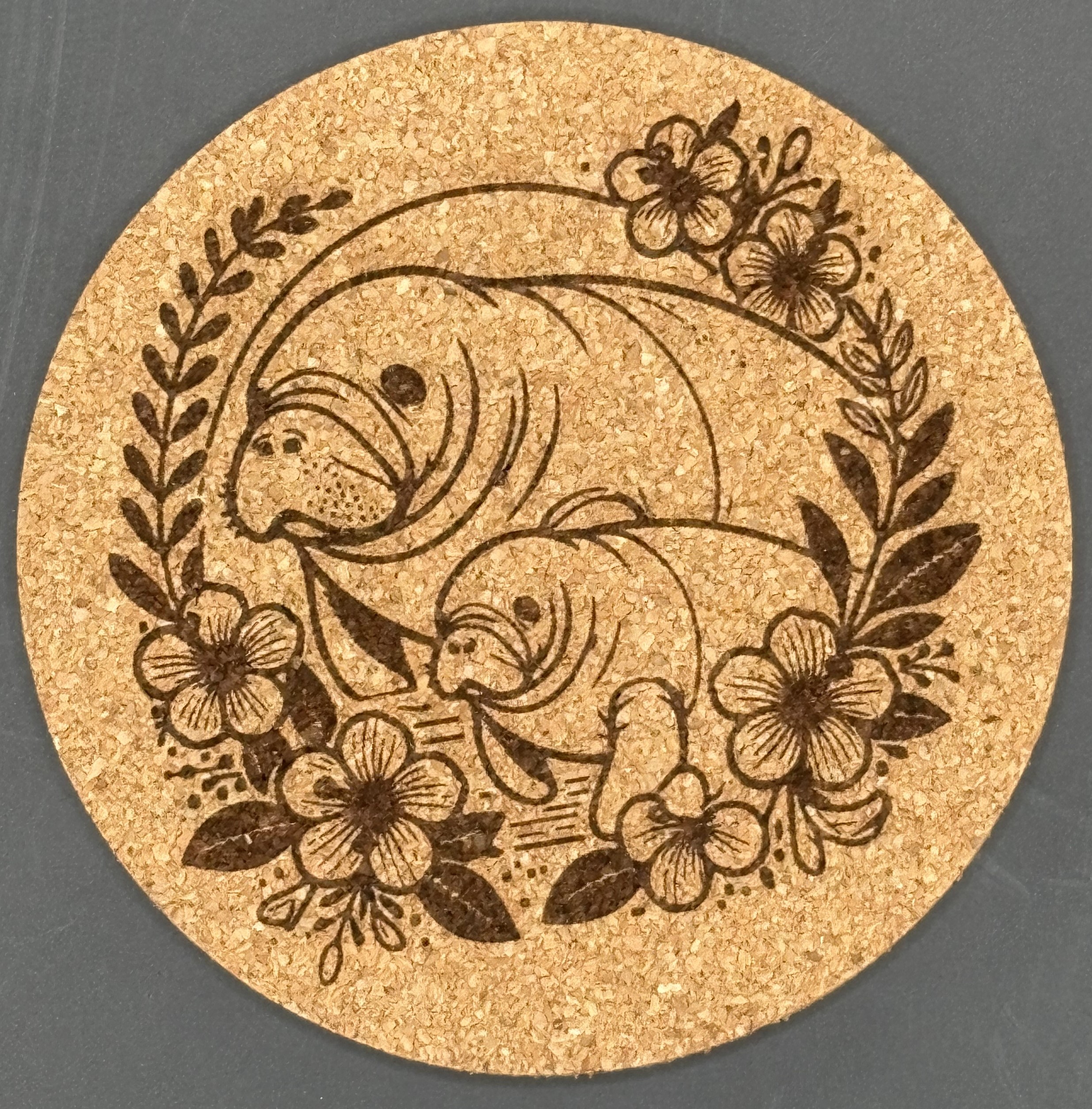 Seaside series - Manatee Coasters (Cork, set of 4)