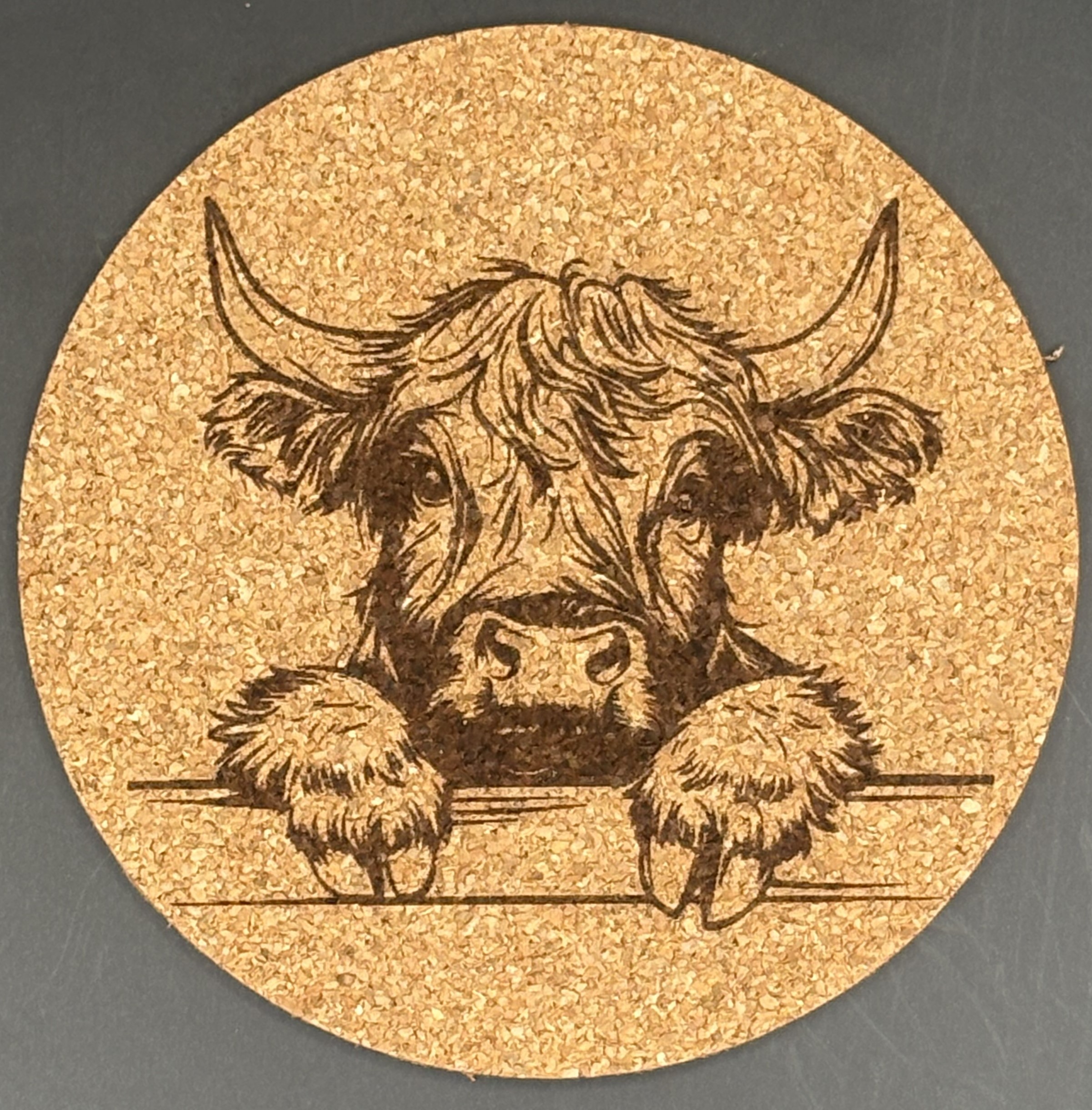 Farmland series - Highland Cow Coasters (Cork, set of 4)