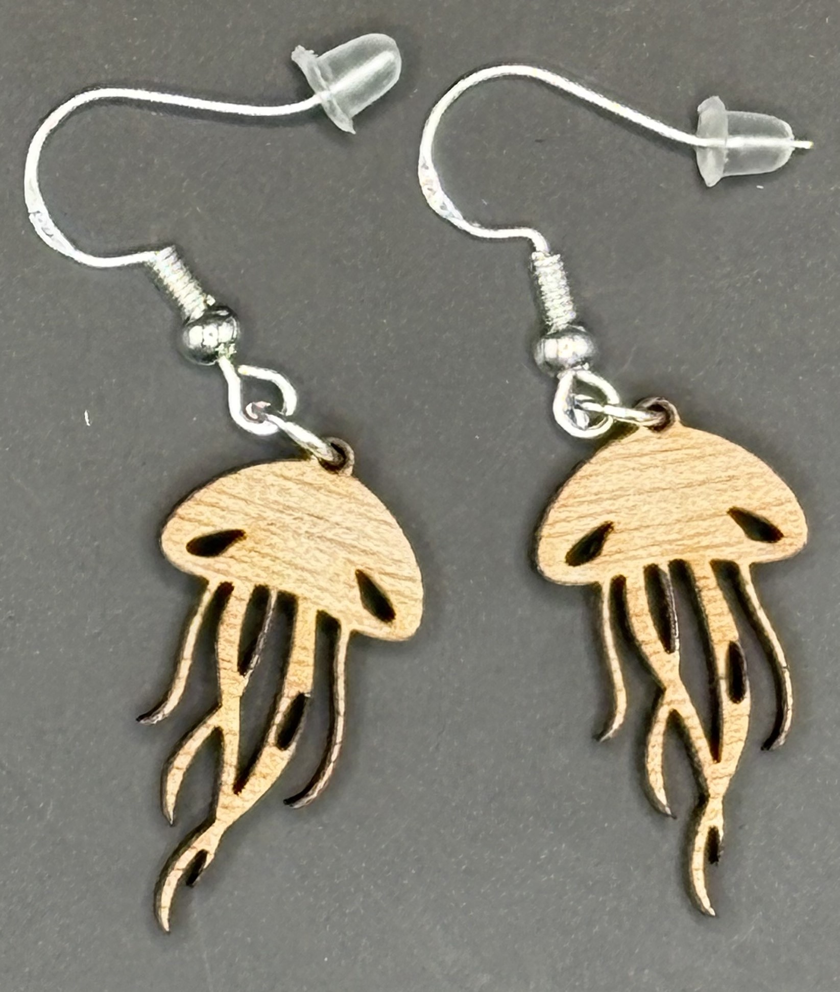 Seaside series - Wooden Jelly Fish Earrings