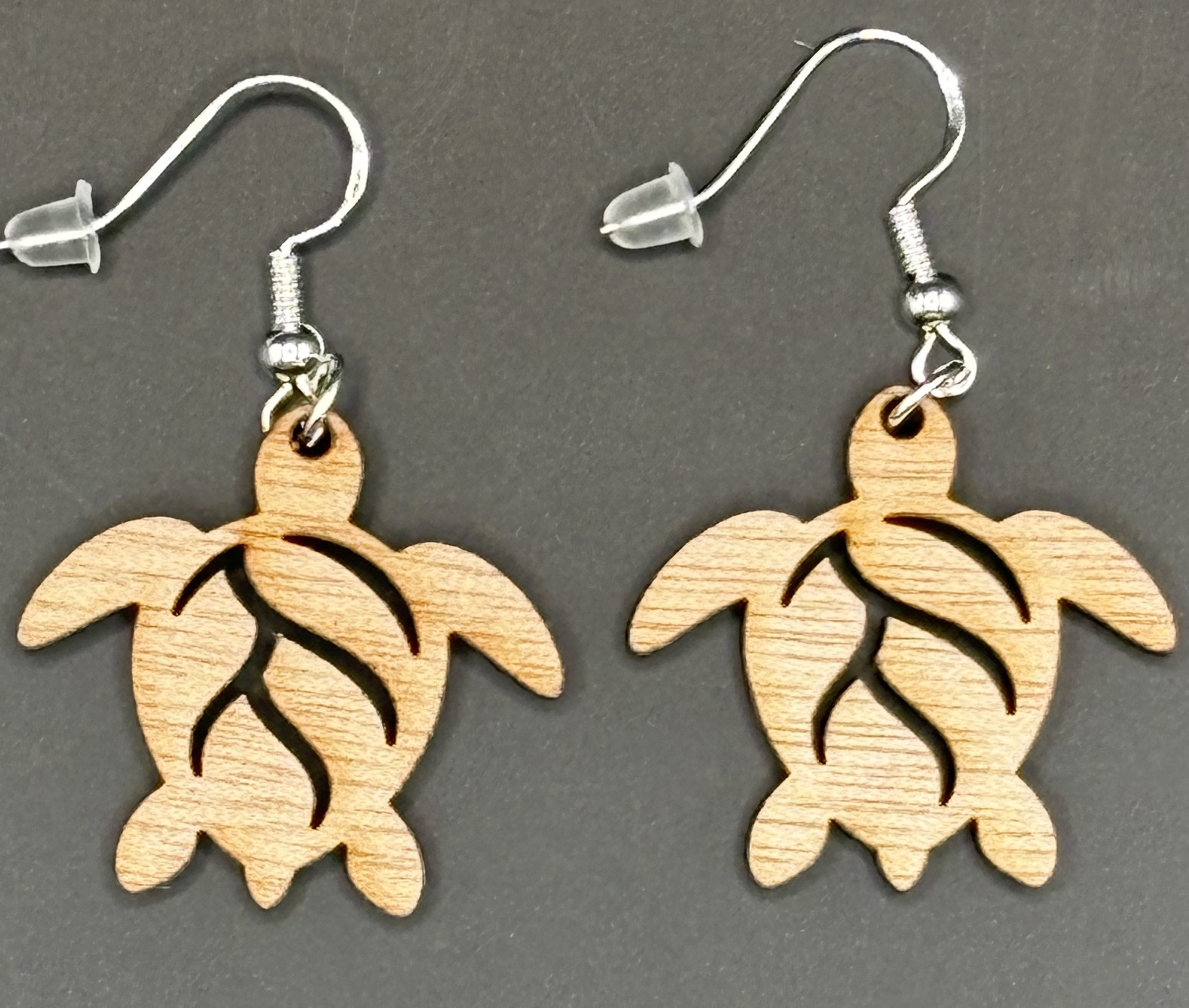 Seaside series - Wooden Turtle Earrings