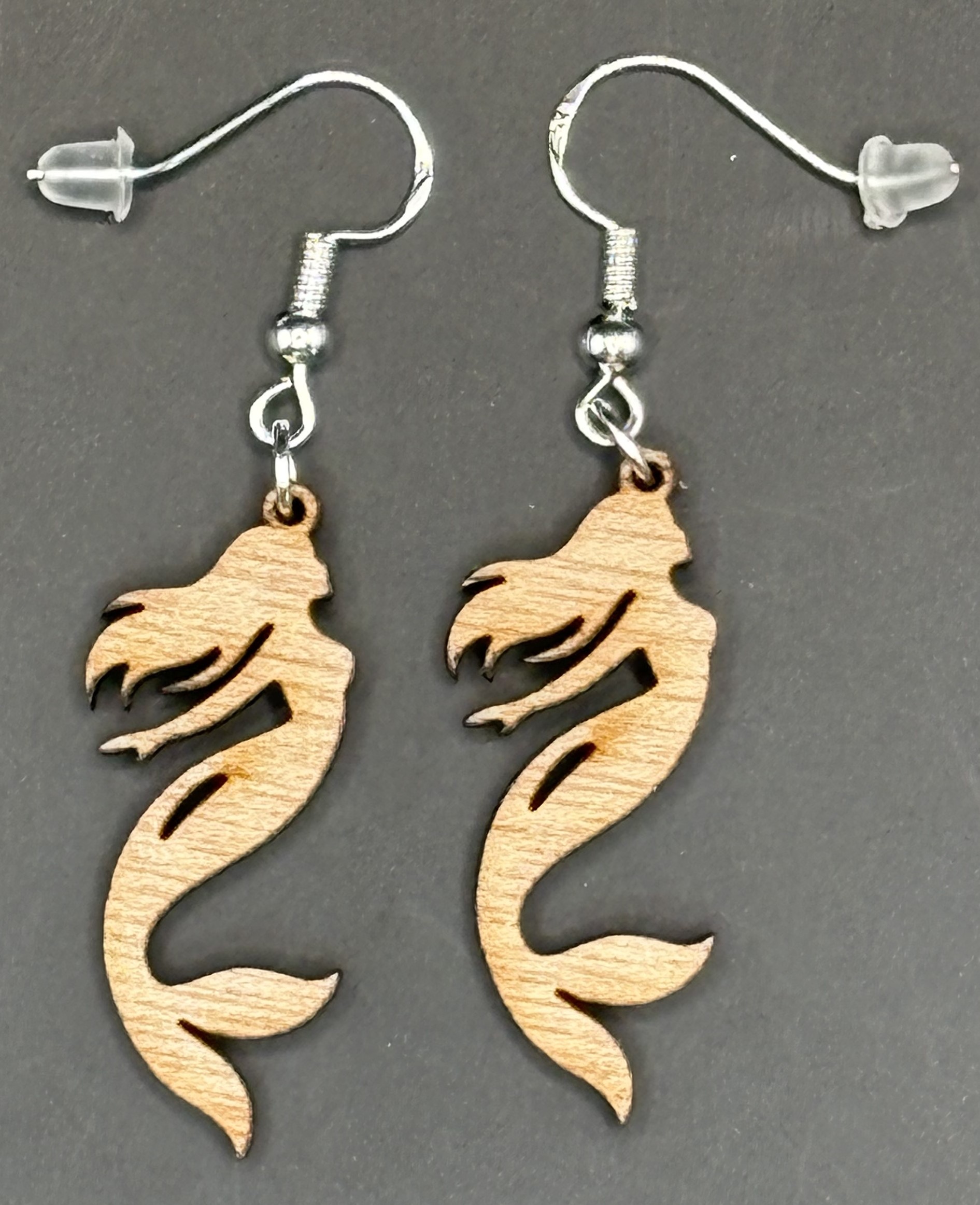 Seaside series - Wooden Mermaid Earrings